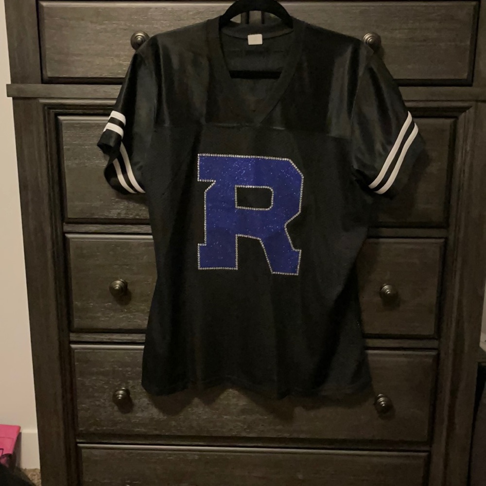 Black jersey with rhinestone detailing